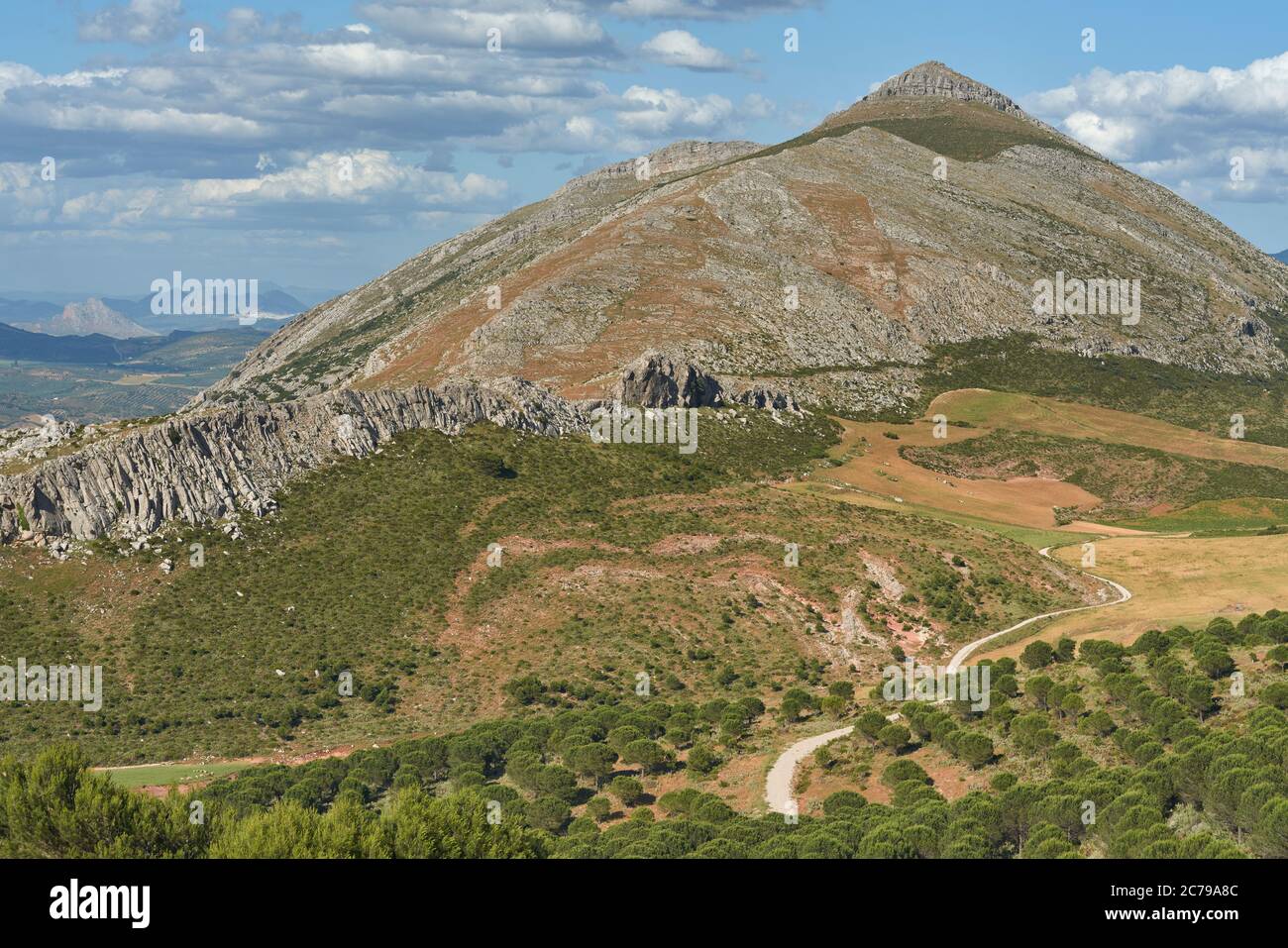 La Capilla, limestone peak and mountain range in the Abdalajis Valley, Malaga. Spain. Stock Photo