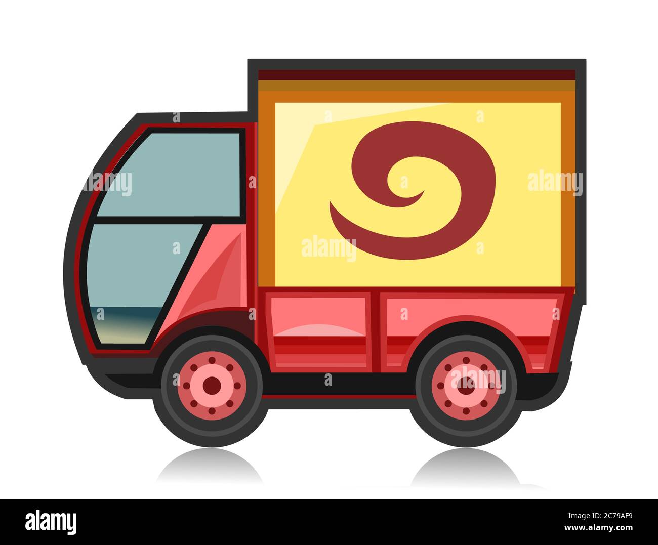 Little car truck. Vector. Flat. Cargo services. Cartoon.Dispatch machine shipment. Auto freight. Delivery consignment. A small truck for transporting Stock Vector