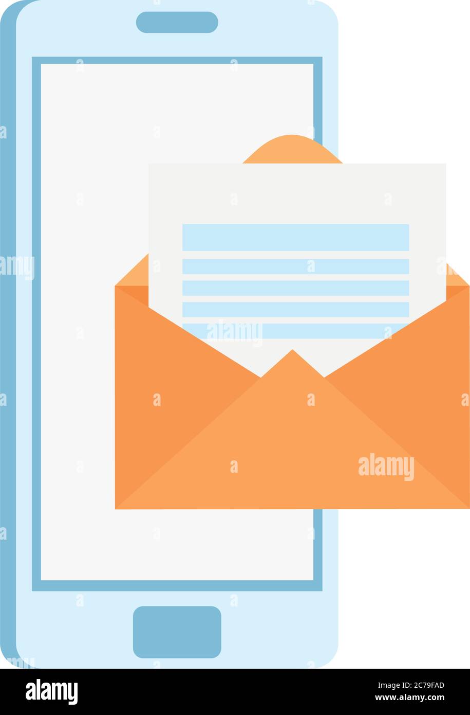 Envelope message in front of smartphone vector design Stock Vector ...
