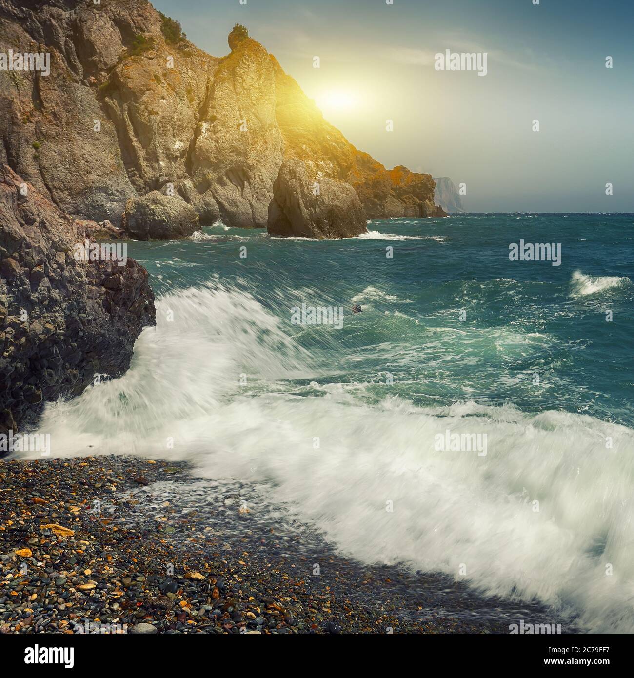 Seashore waves on sunny day hi-res stock photography and images - Alamy