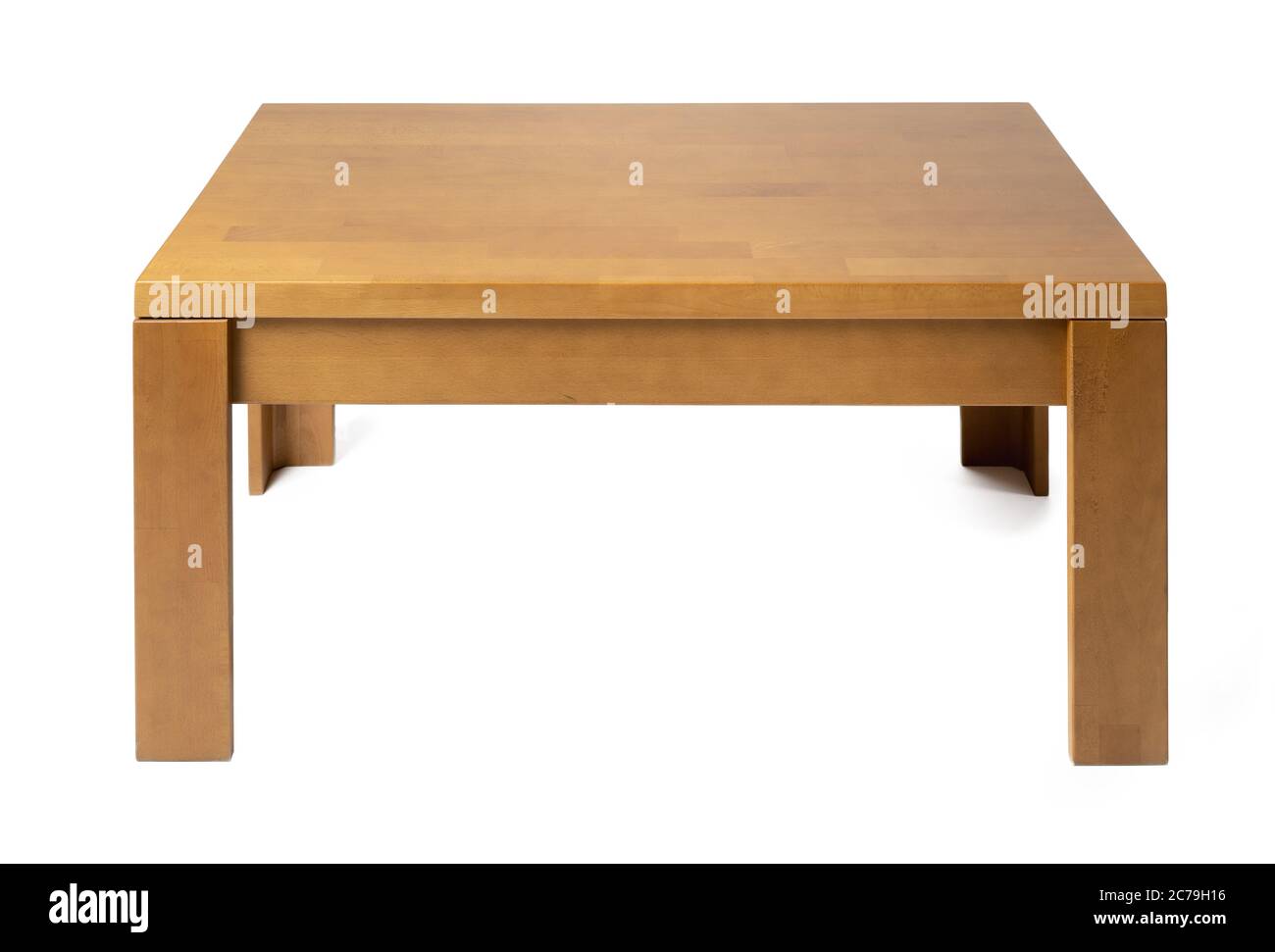 Wooden table with rectangle tabletop isolated on white Stock Photo - Alamy