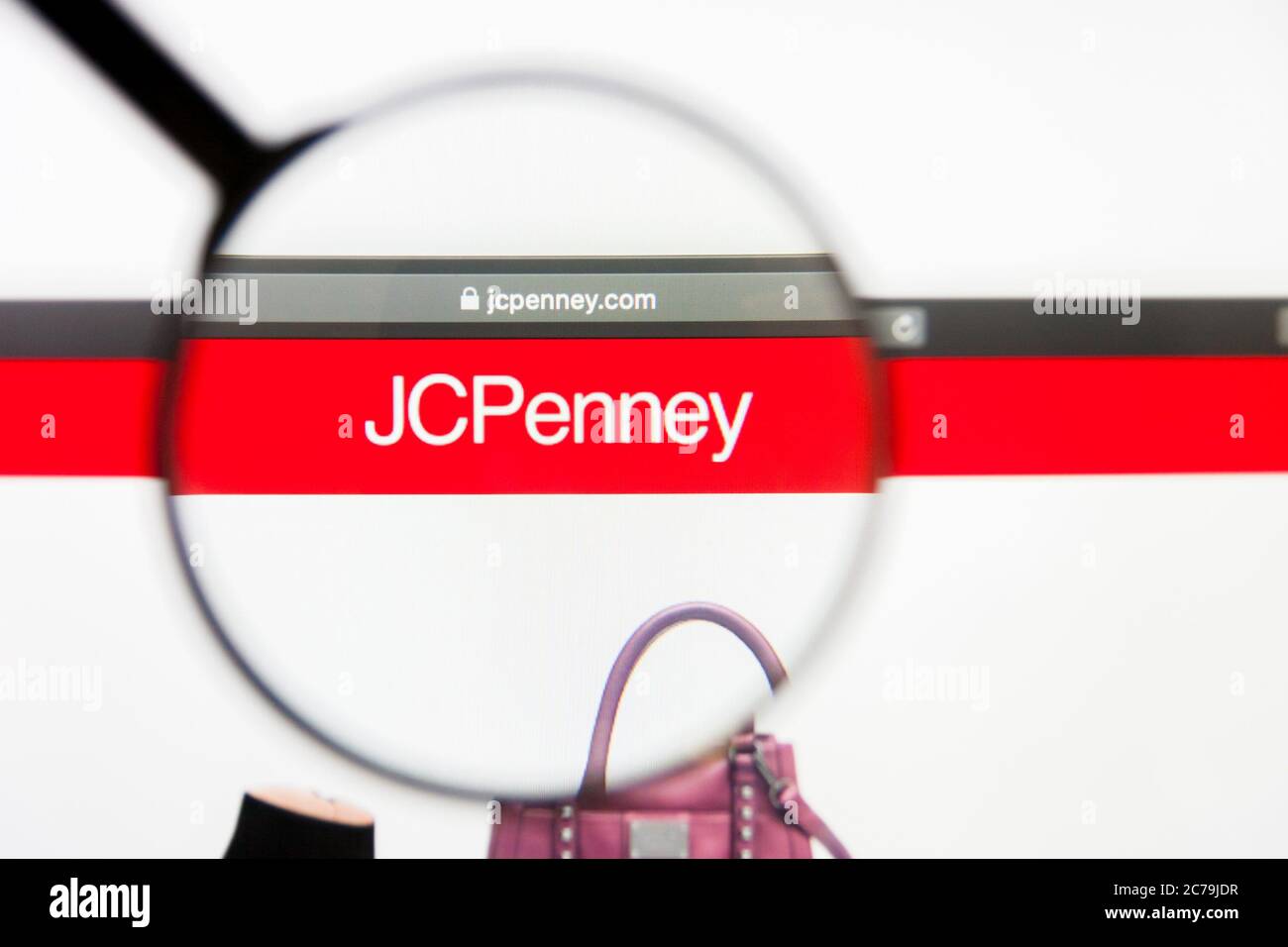 Los Angeles, California, USA - 10 March 2019: Illustrative Editorial, JC Penney website homepage. JC Penney logo visible on display screen Stock Photo