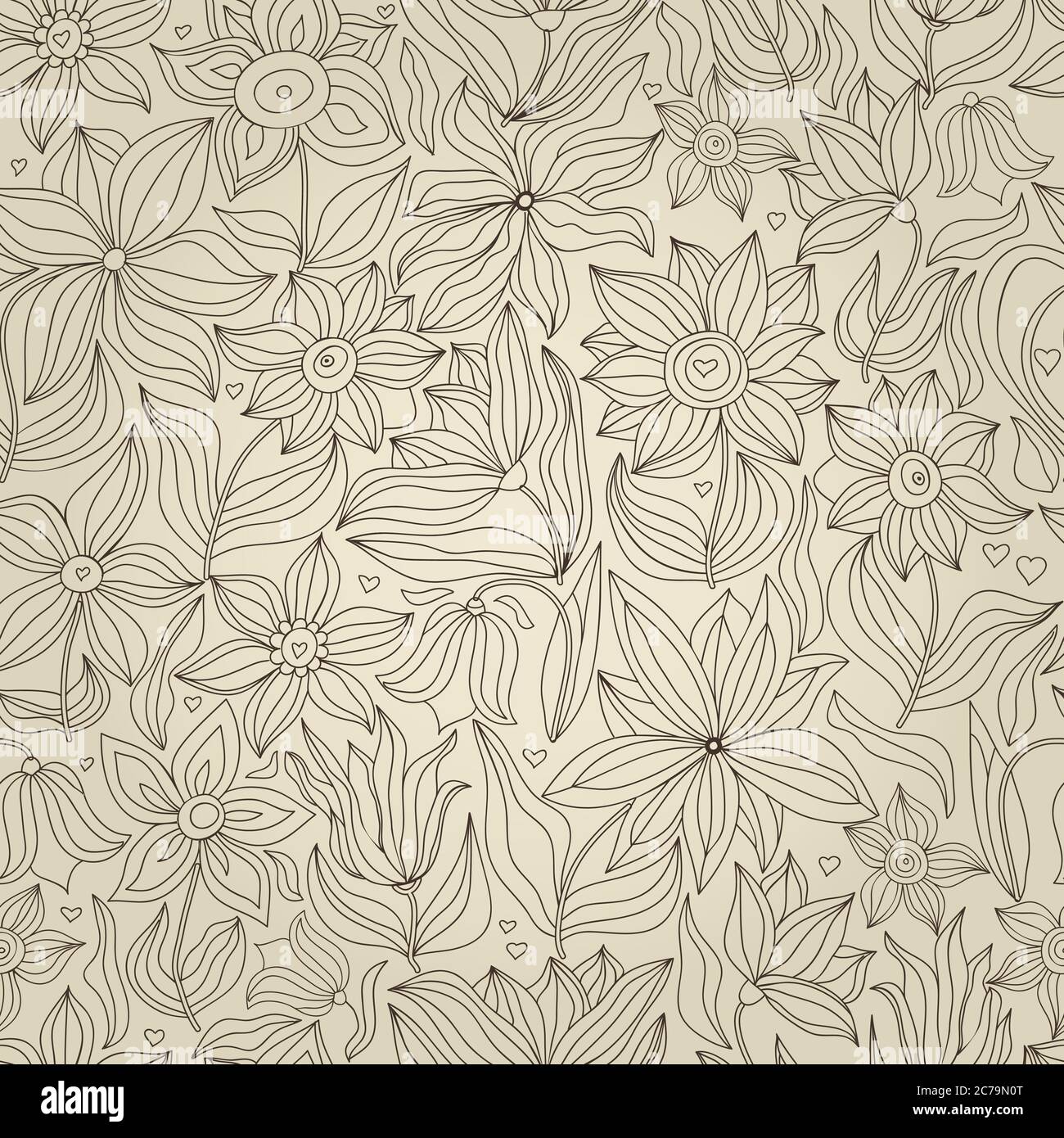 Seamless colorful floral pattern in folk style with flowers, leaves ...