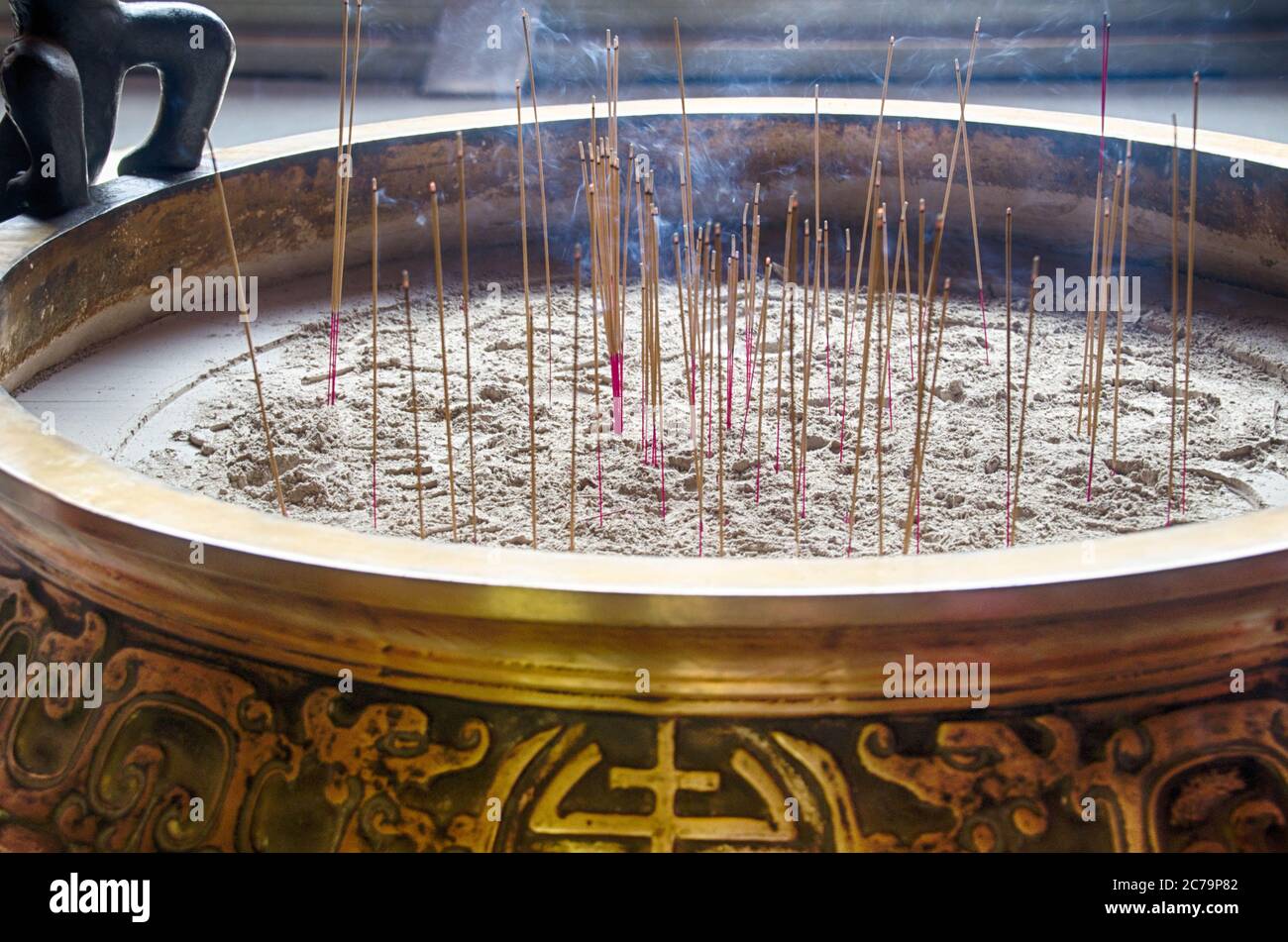 burning incense sticks in a Buddhist temple Stock Photo Alamy