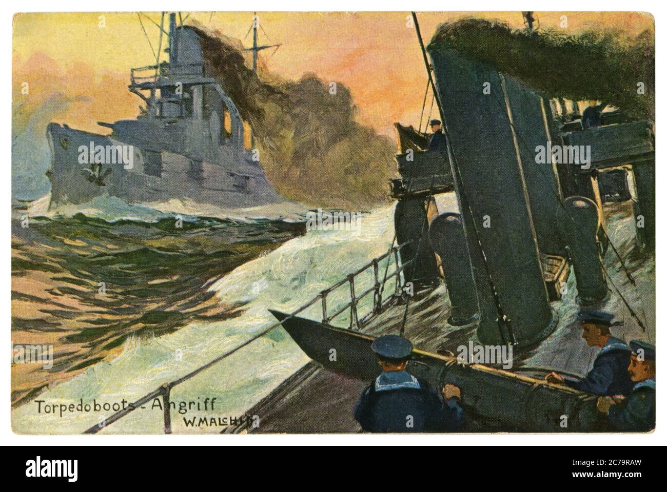WW1 German photo postcard of warships at sea WW1 German photo postcard of warships at sea