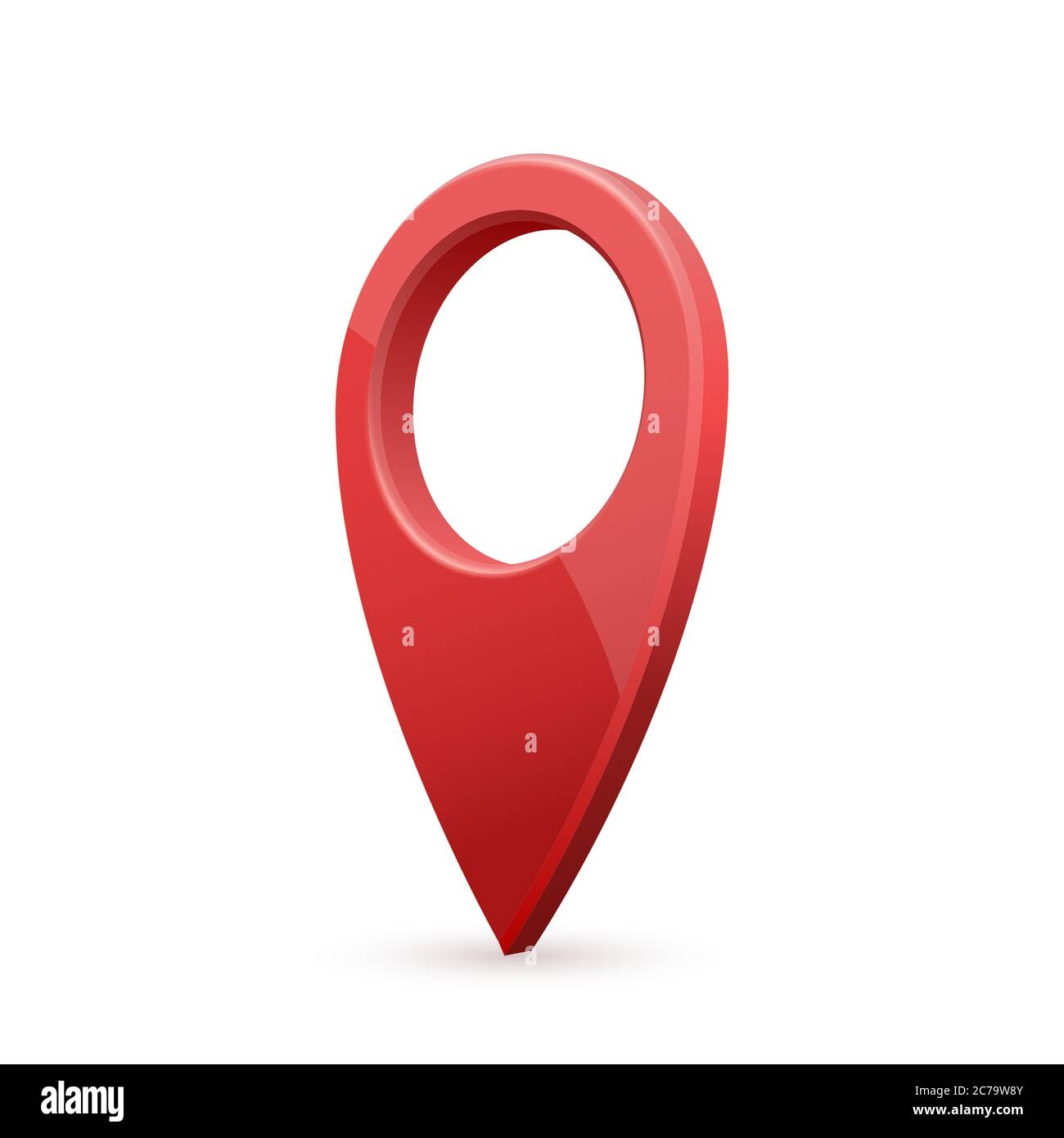 Glossy red realistic modern map pointer. Map pointer 3d pin. Stock Vector