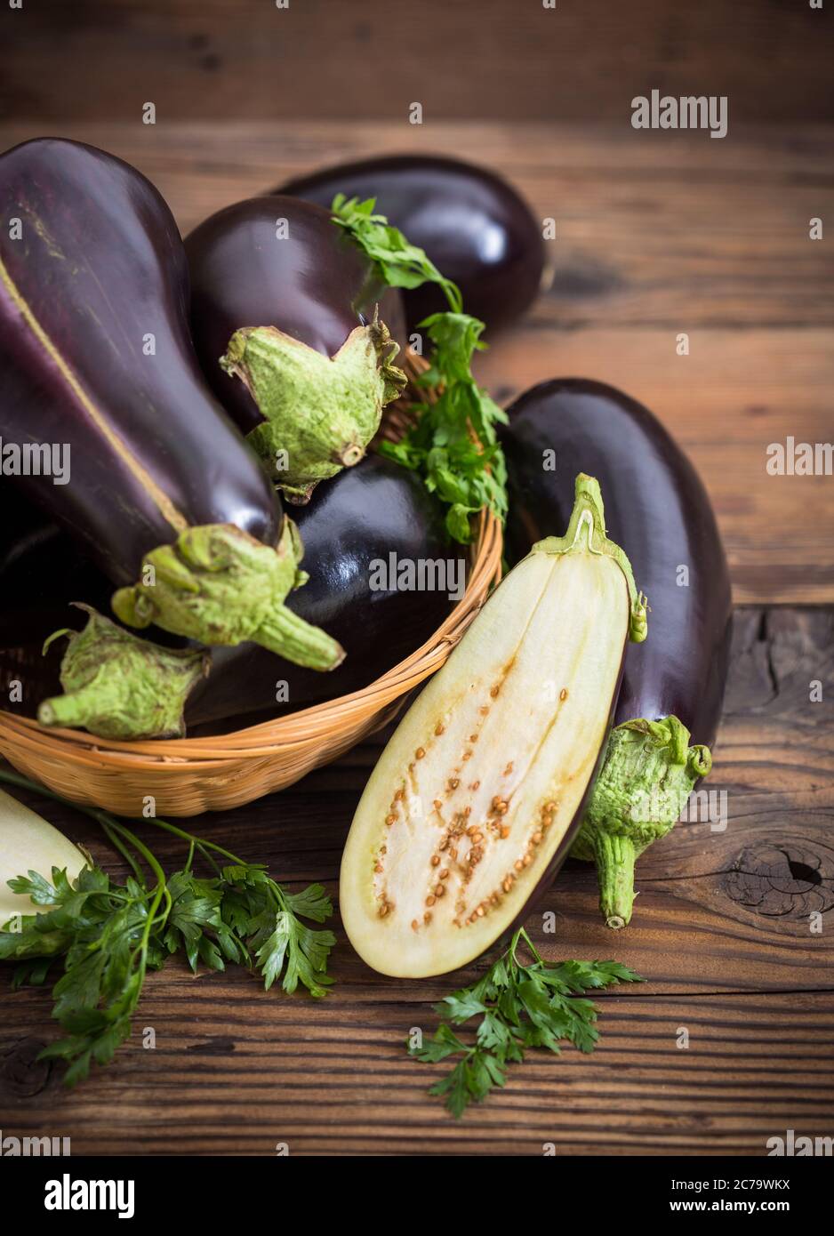 Frsh organic eggplant Stock Photo