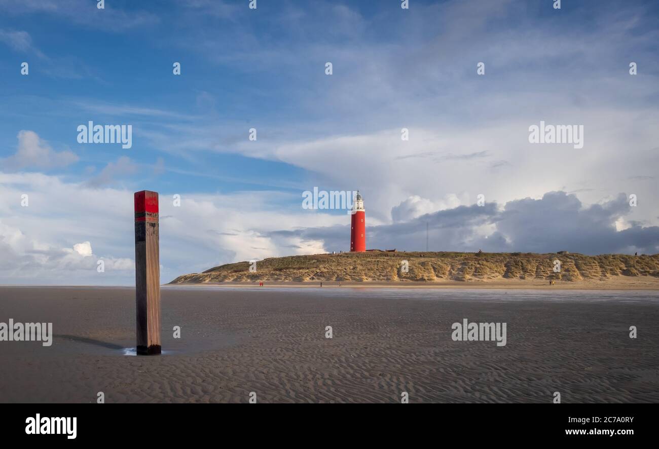 View on old lighthouse of De Cocksdorp in Texel, the Netherlands Stock Photo