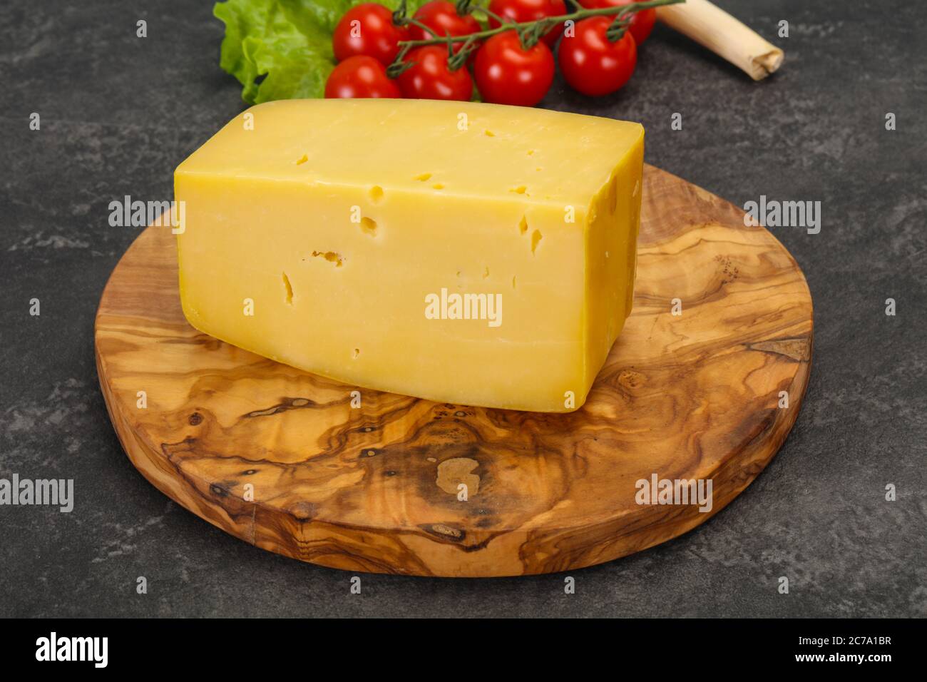 Swiss Hard yellow tasty cheese brick Stock Photo Alamy