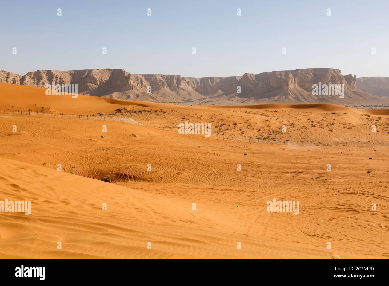 Red sand dunes called Red Sands south of Riyadh. You can see the lanes