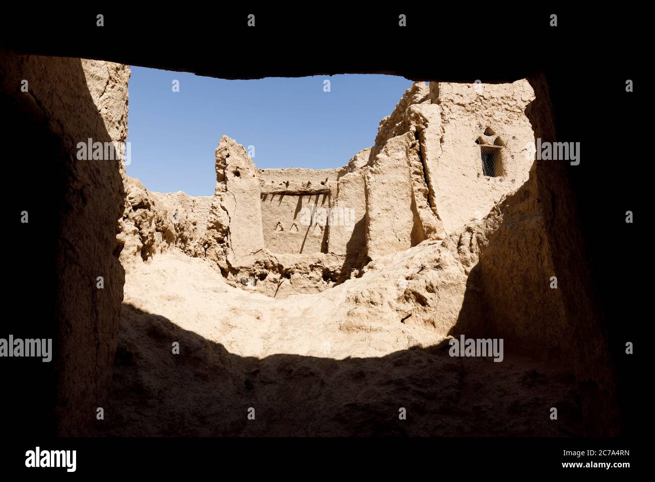 Abandoned houses in the traditional construction of Arabic adobe