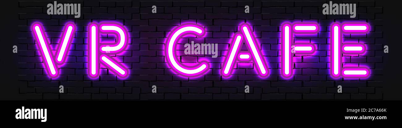 VR Cafe neon banner Stock Vector