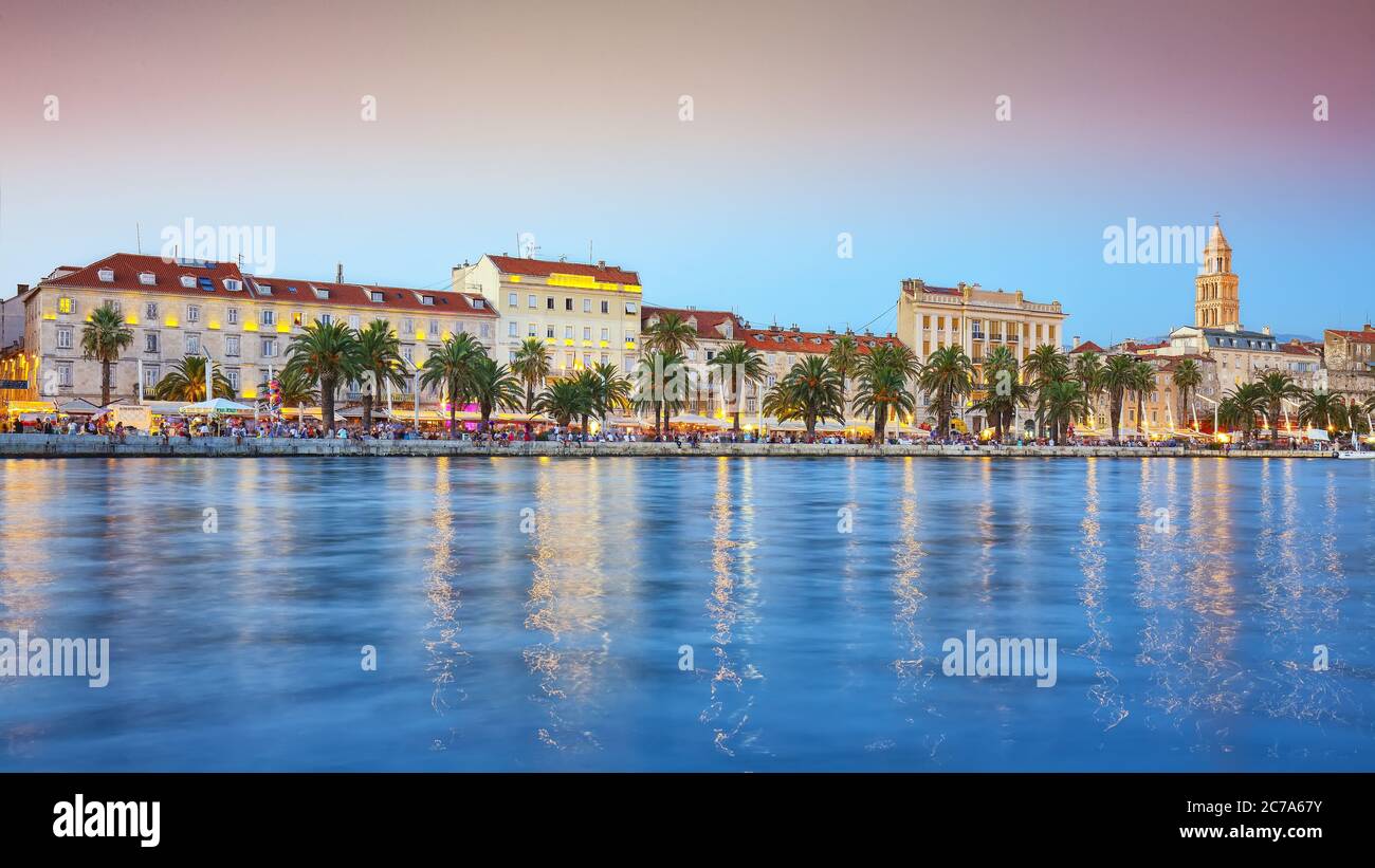 Panoramic view of famous Palace of the Emperor Diocletian and shore of ...