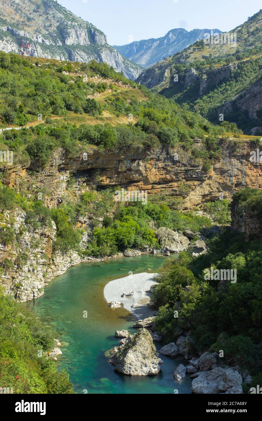 Natural summer landscape. River winds among the hills Stock Photo Alamy
