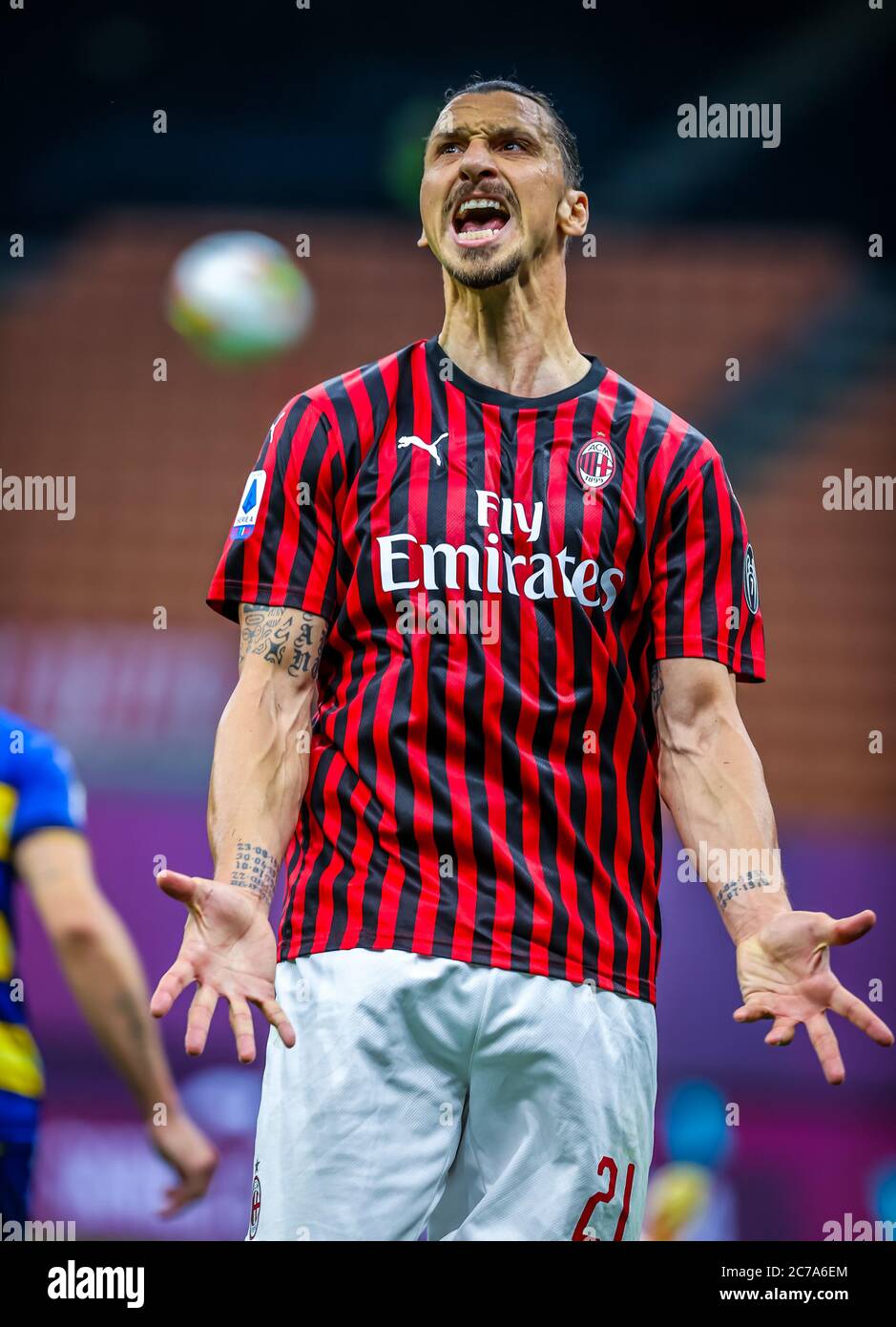 Zlatan Ibrahimovic of AC Milan during the Serie A 2019/20 match between AC  Milan vs Parma Calcio at the San Siro Stadium, Milan, Italy on July 15,  2020 - Photo Fabrizio Carabelli