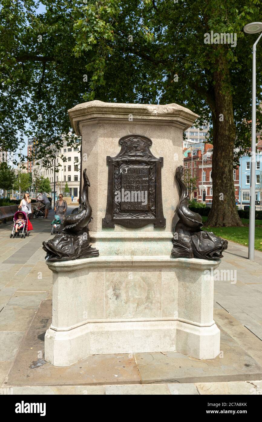 The plinth of the toppled statue of Edward Colston a 17th century slave
