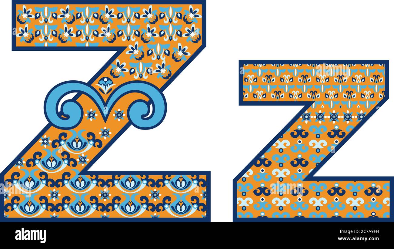 Pattern Cartoon. Sign Vector abstract letter Z with ornamental pattern. Cartoon signs Stock ...