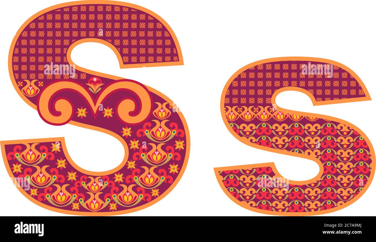 Vector abstract letter S with ornamental pattern. Cartoon signs Stock ...