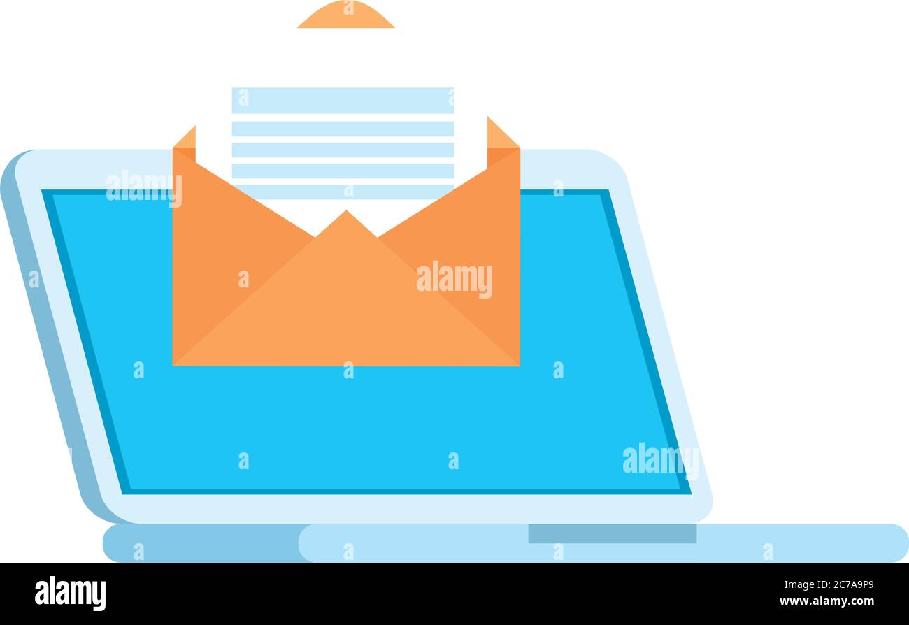 Envelope message in front of laptop vector design Stock Vector Image ...