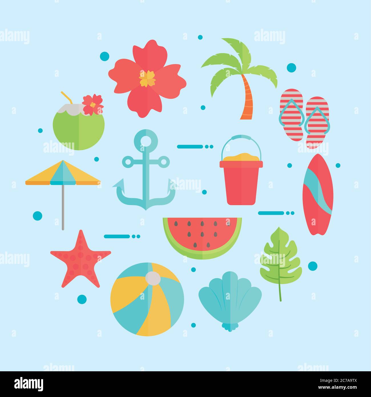 set of icons summer in the beach vector illustration design Stock ...