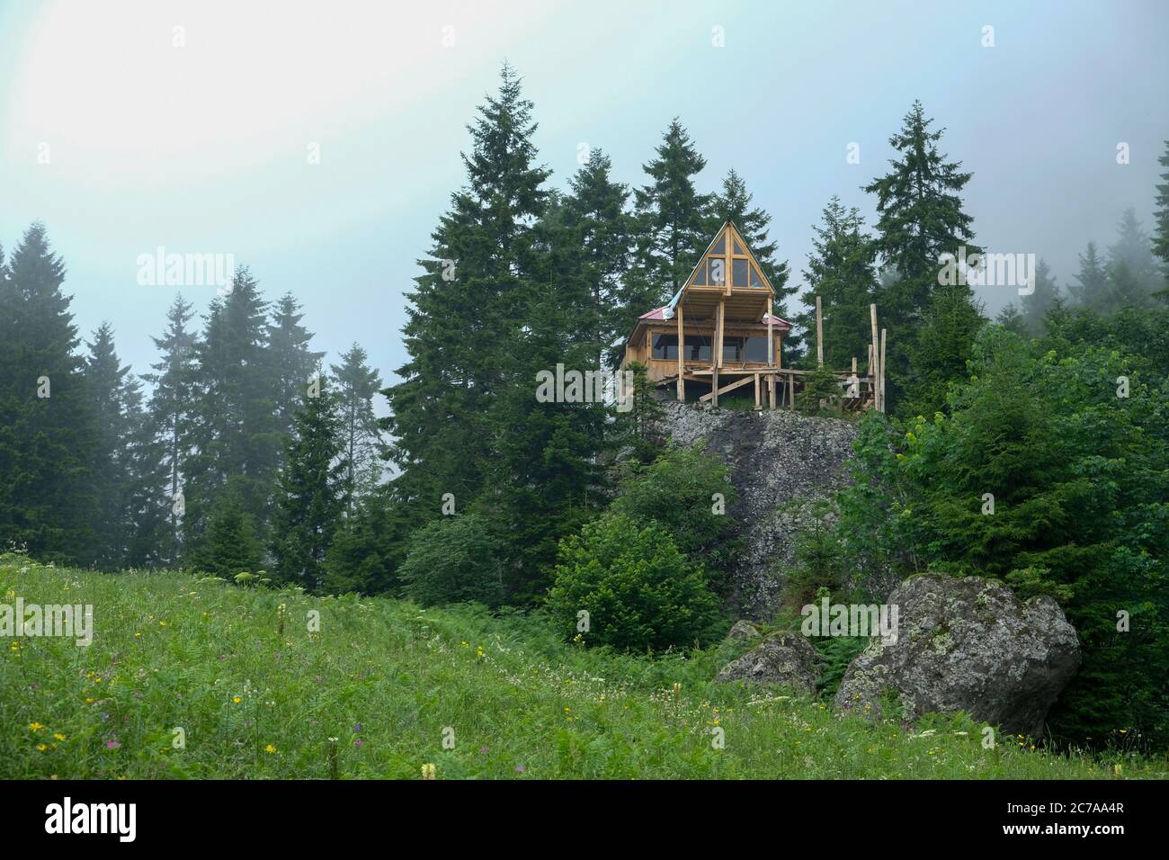 house in the highlands of the eastern black sea region Stock Photo