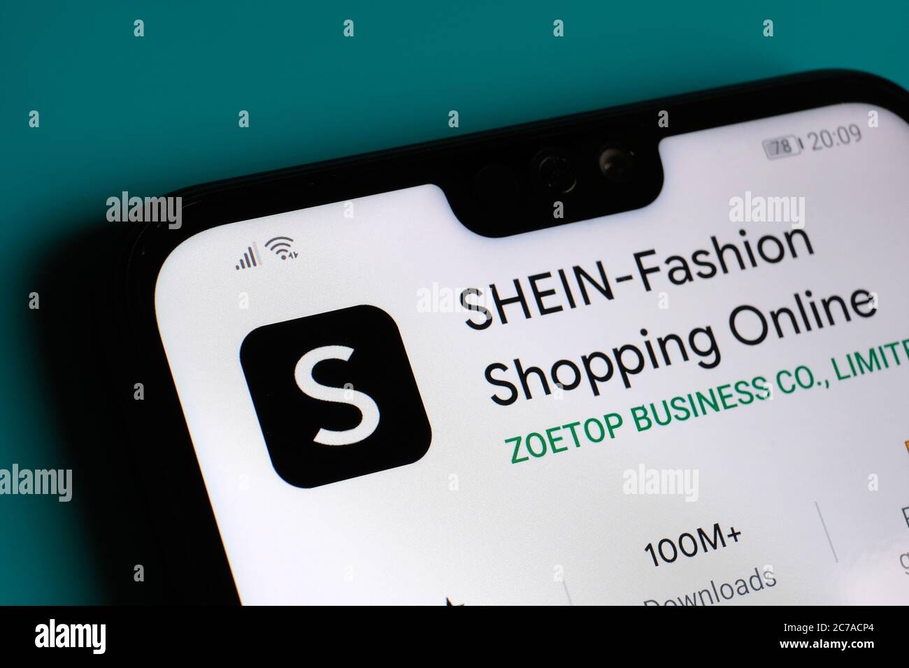 Stone / UK July 15 2020 SHEIN Fashion app seen on the corner of