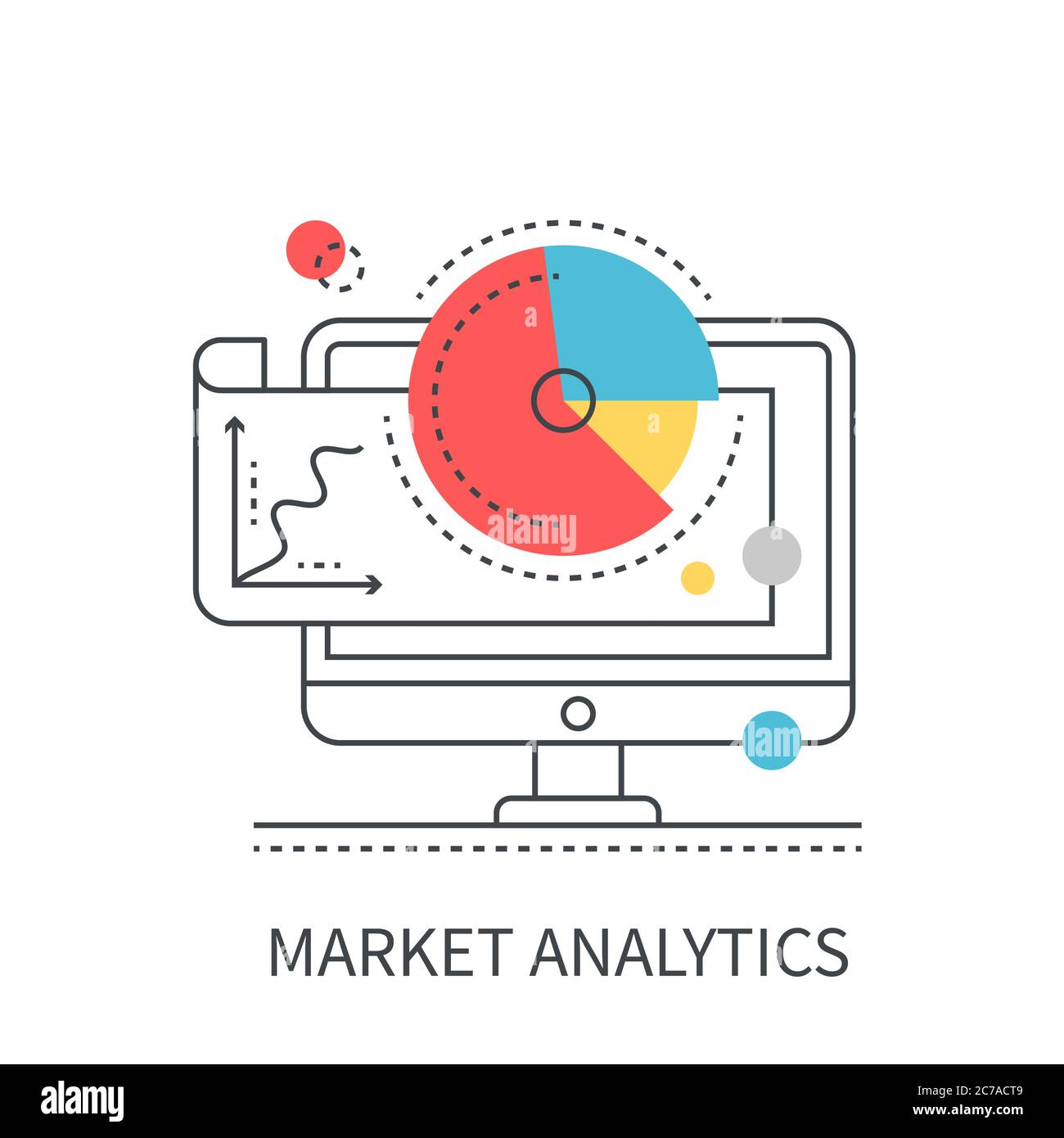 Market analytics concept isolated on the white background. Stock Vector