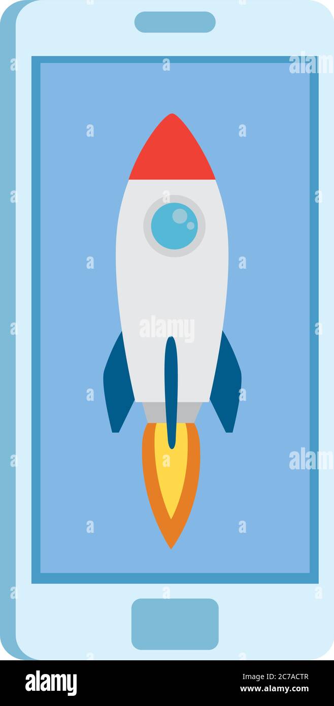 Start up rocket in smartphone vector design Stock Vector Image & Art ...