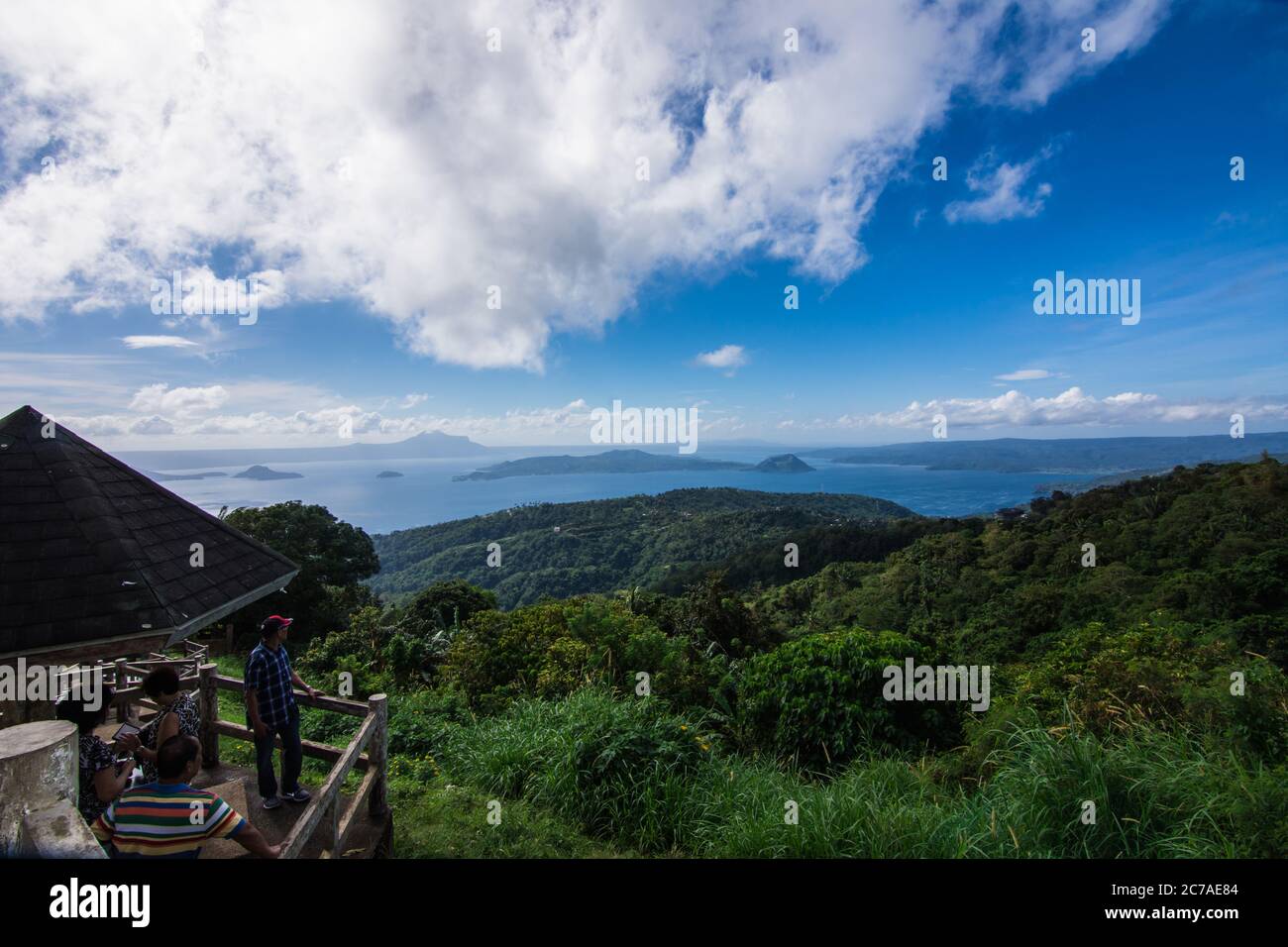 Tagaytay, Philippines - January 12, 2017: View of Taal Lake and Taal Volcano Stock Photo