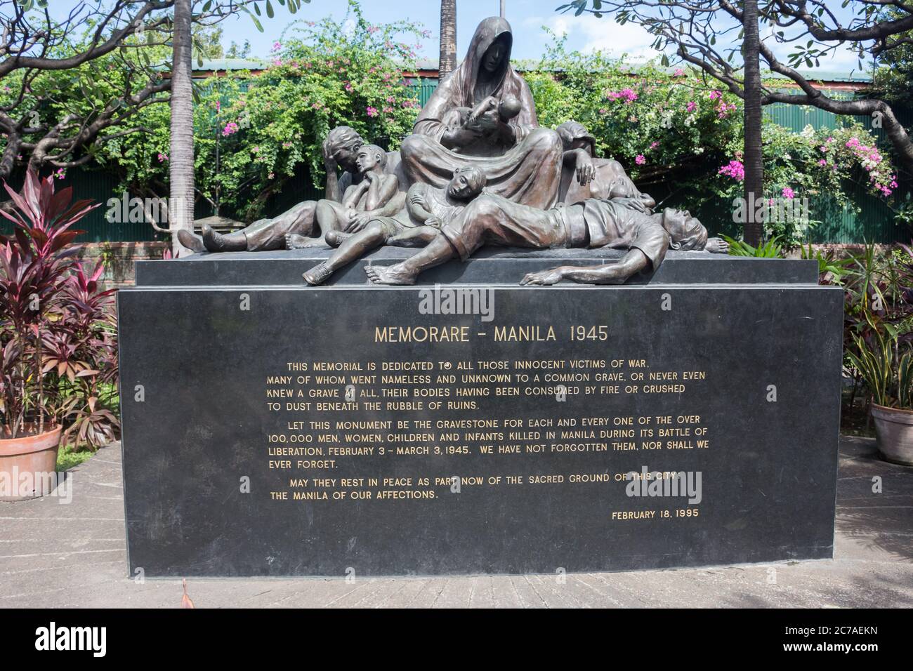 Manila, Philippines - January 11, 2017: Memorare Manila Memorial Statue to innocent victims of war in Intramuros Stock Photo