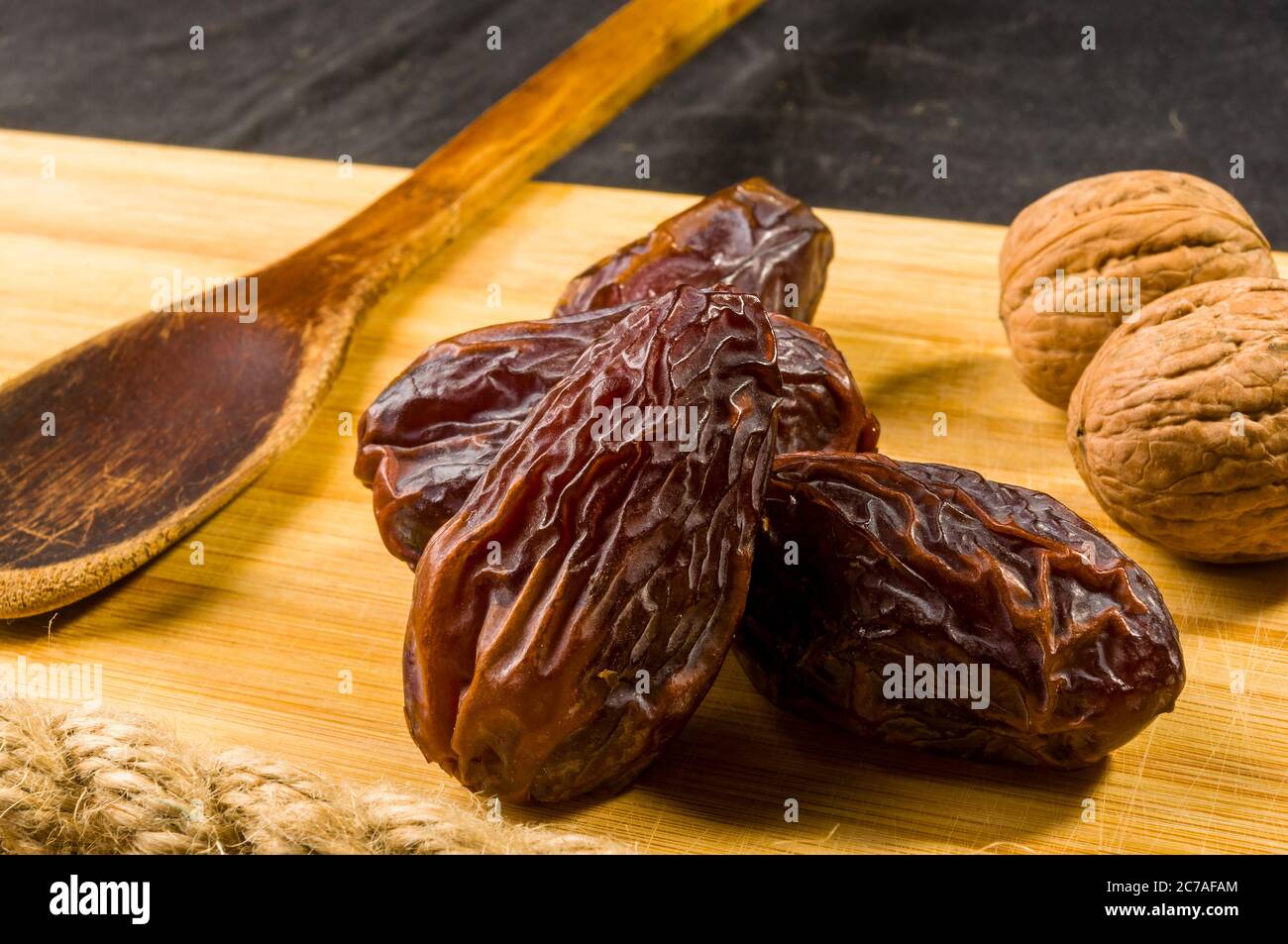 Big Luxury Dried Date Fruit On The Wooden Board Kurma Ramadan Kareem Concept Close Up Stock Photo Alamy