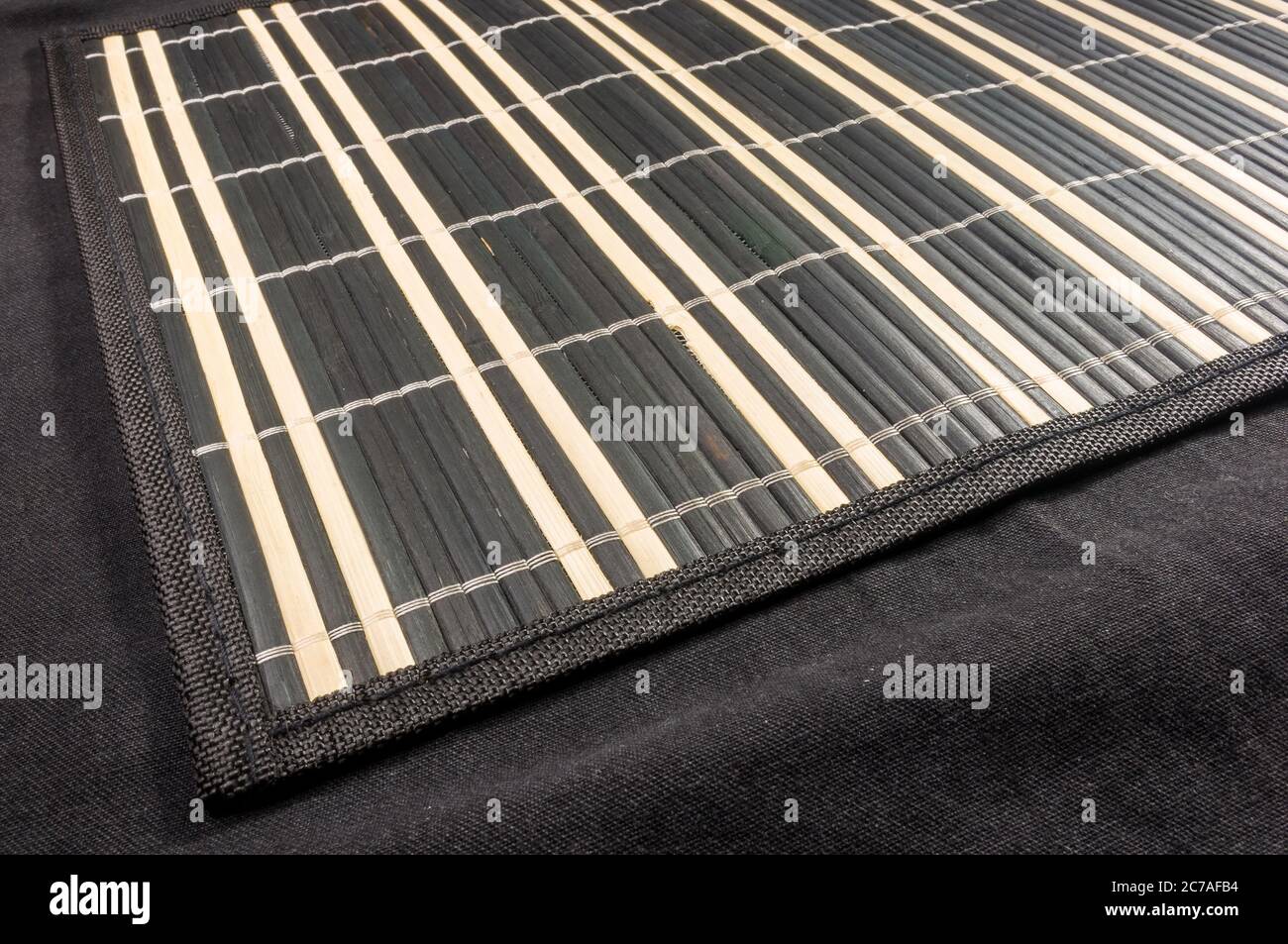 brown bamboo Mat - stand food, close-up, macro Stock Photo