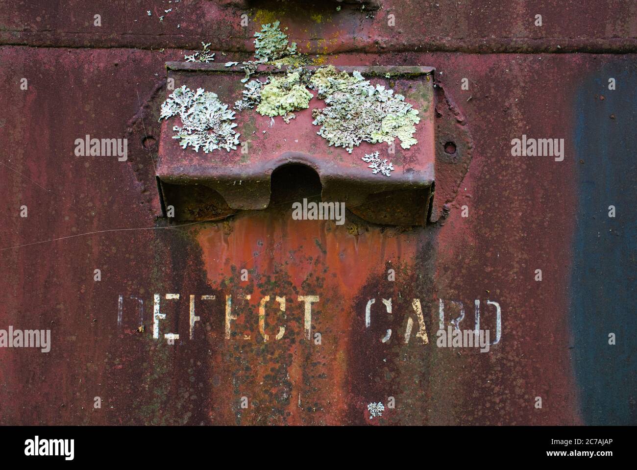 Close up of the Defect Card Receptacle of a railroad car. Stock Photo