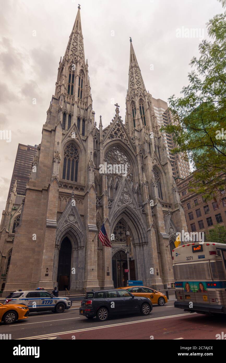 New York, NY, USA - July 22, 2019: St. Patrick's Cathedral exterior Stock Photo
