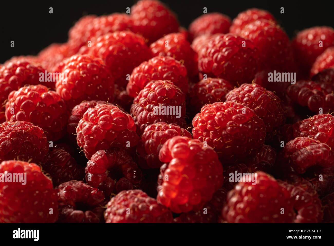 Fresh red Raspberry fruits as organic and vitamin food background ...