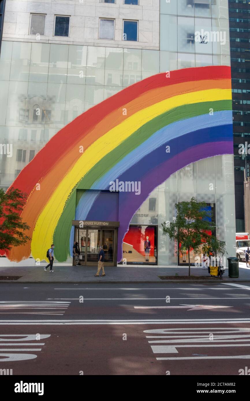 The Louis Vuitton store is decorated with rainbow colors for WorldPride,  NYC, USA Stock Photo - Alamy
