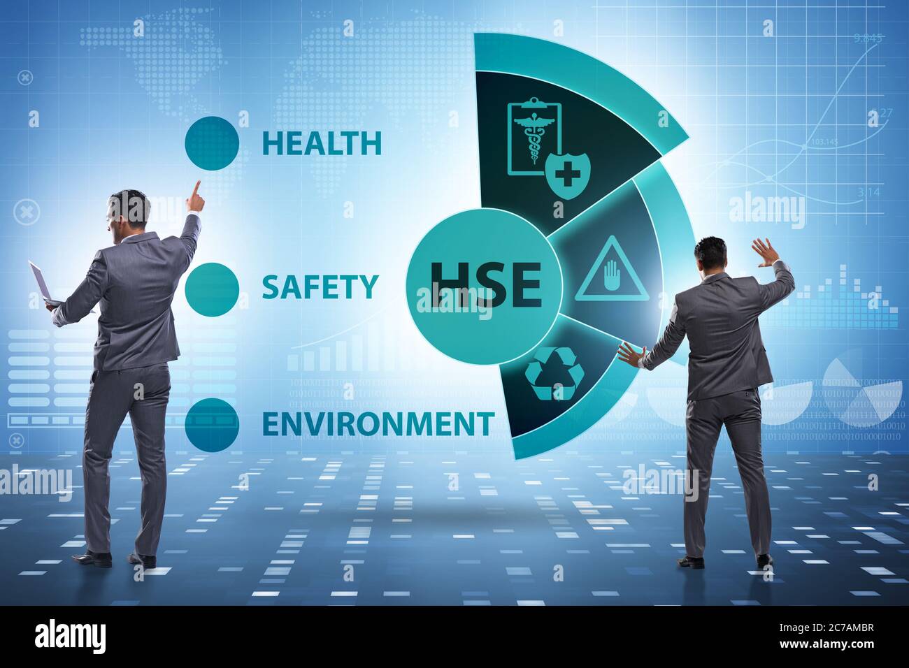 HSE concept for health safety environment with the businessman Stock ...