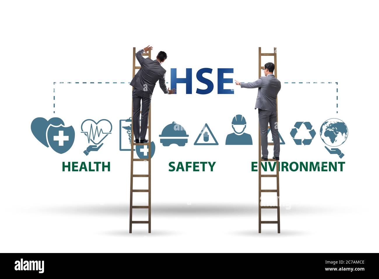 HSE concept for health safety environment with the businessman Stock ...