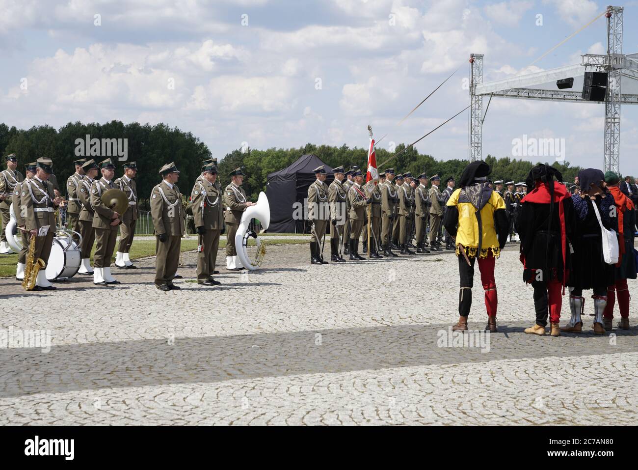 610 anniversary of the Battle of Grunwald. Anniversary celebrations with the participation of the presidents of Poland and Lithuania. Tannenberg Stock Photo