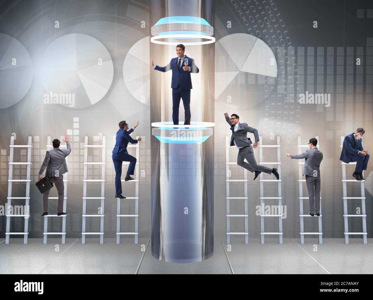 The businessmen in accelerated and fast promotion concept Stock Photo ...