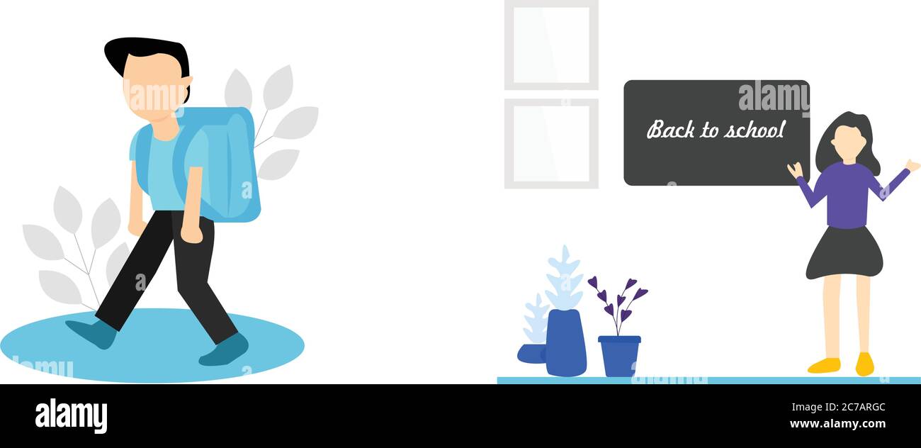 A child going to school with a backpack Stock Vector