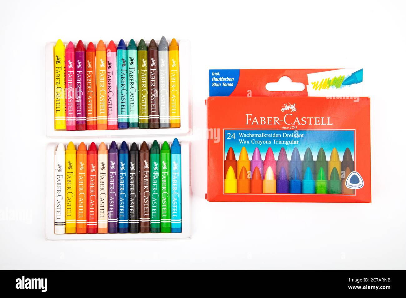 WETZLAR, GERMANY 2020 04 05 FABER CASTELL Wax Crayons. FABER CASTELL  founded in 1761 in Germany. Products for writing, drawing, creative designs  Stock Photo - Alamy