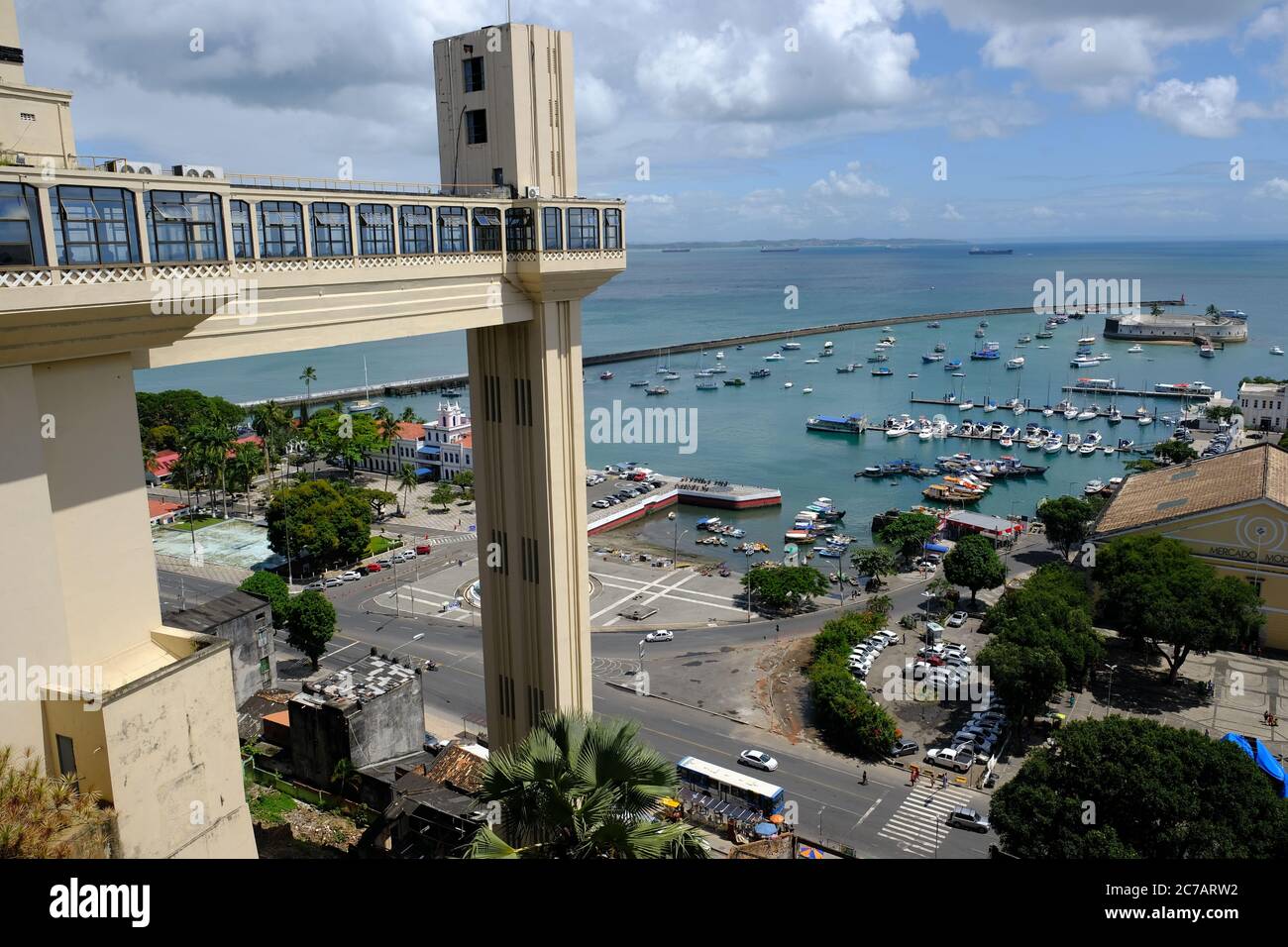 Salvador Bahia Brazil - The Lacerda Elevator with scenic view to the port Stock Photo