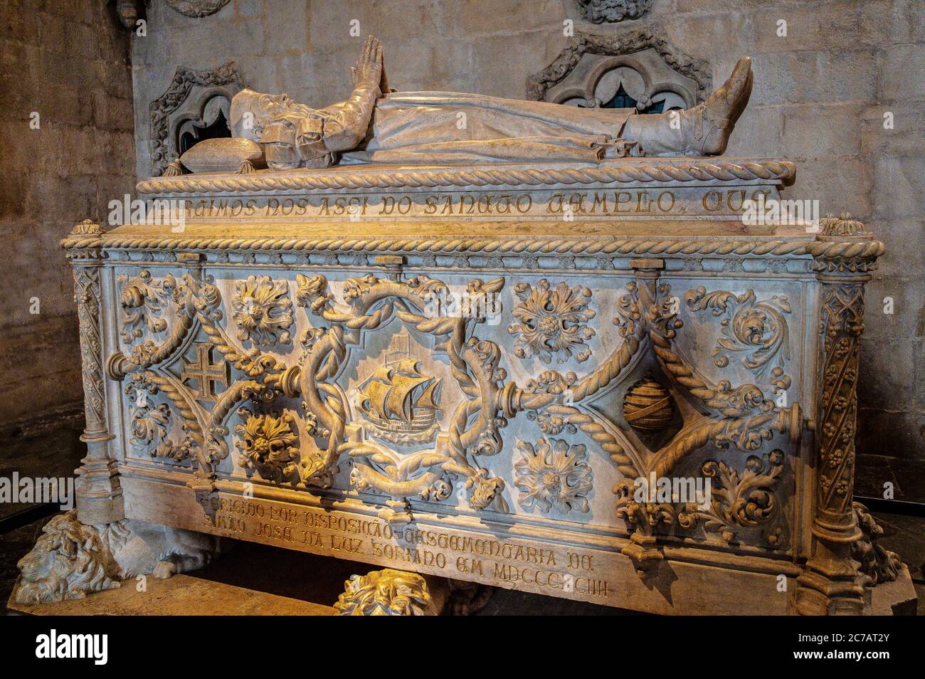 0779 Monastery of St. Jerome tomb of explorer Vasco da Gamma in  Lisbon Portugal Stock Photo