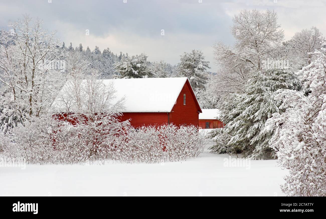 Red barn in Andover, New Hampshire USA Stock Photo