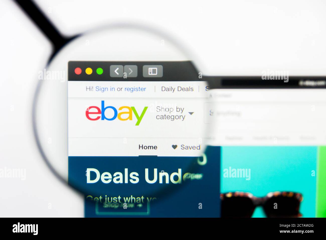 Los Angeles, California, USA - 23 March 2019: Illustrative Editorial of eBay website homepage. eBay logo visible on display screen. Stock Photo