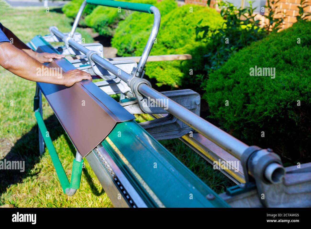 Lead flashing workers on a replacement work in progress Stock Photo Alamy