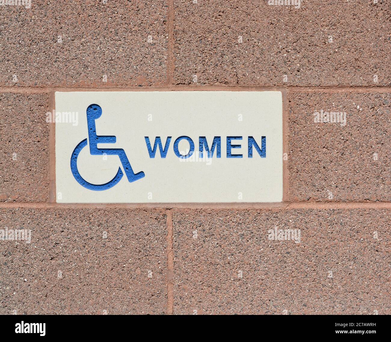 Womens Public Restroom is Handicap Accessible Sign Stock Photo