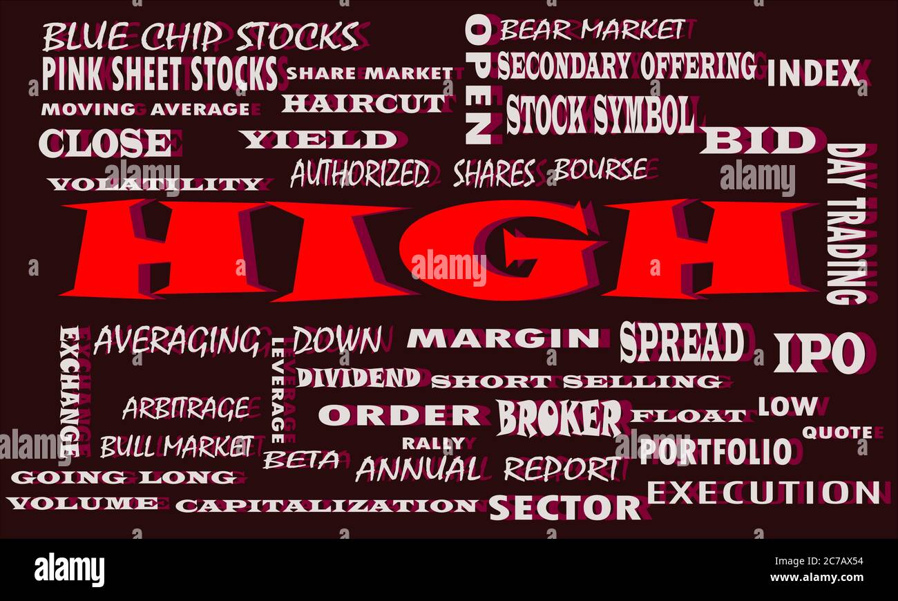 High A share market related terminology presented with 3d word cloud ...