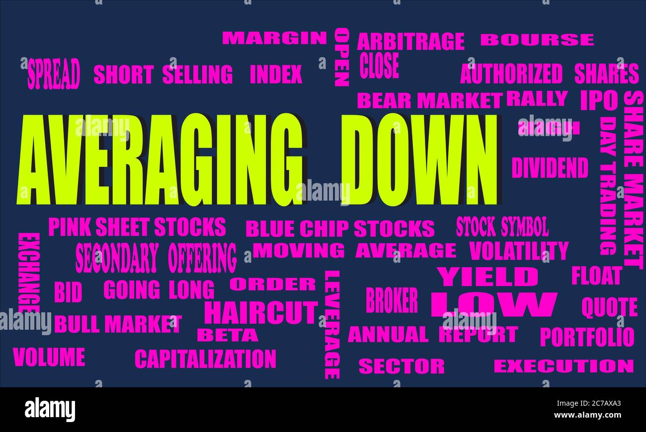 Average Down A share market related terminology presented with 3d word